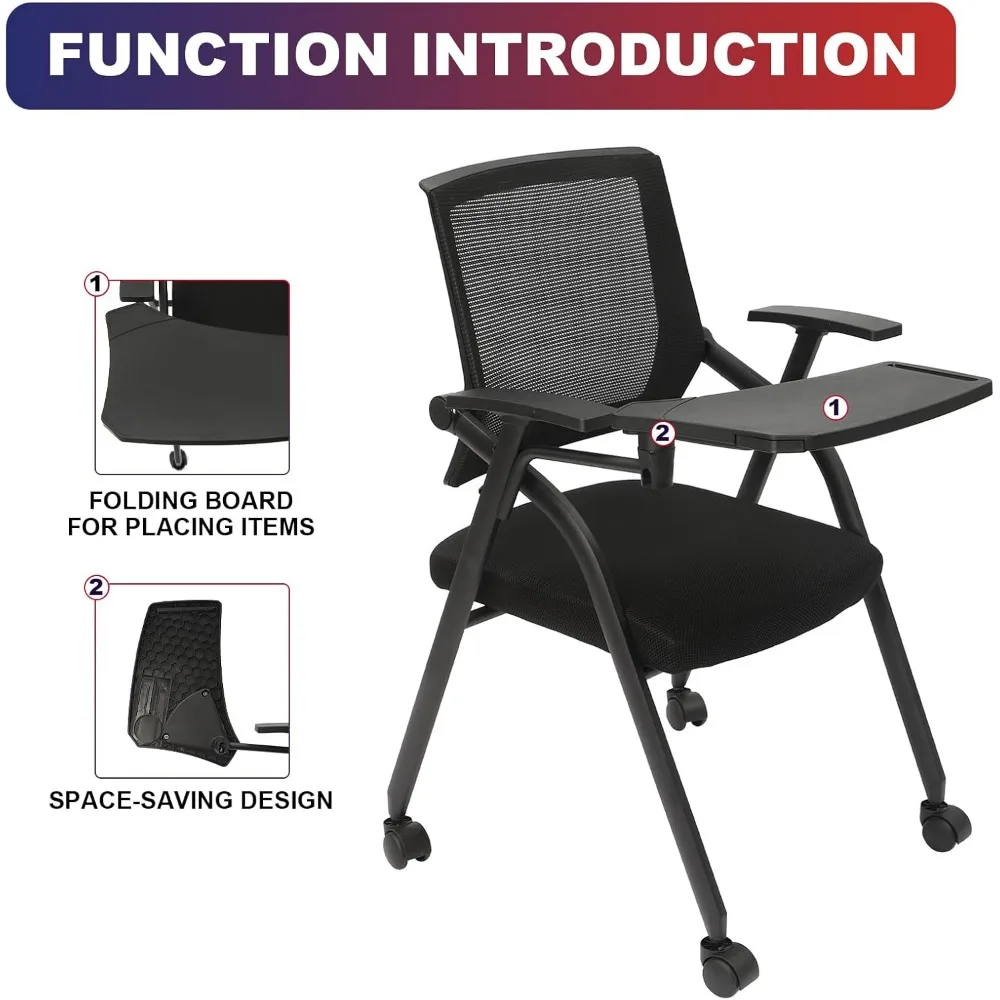 par de cadeiras de malha empilháveis com rodízios para recepção de convidados e uso no escritório