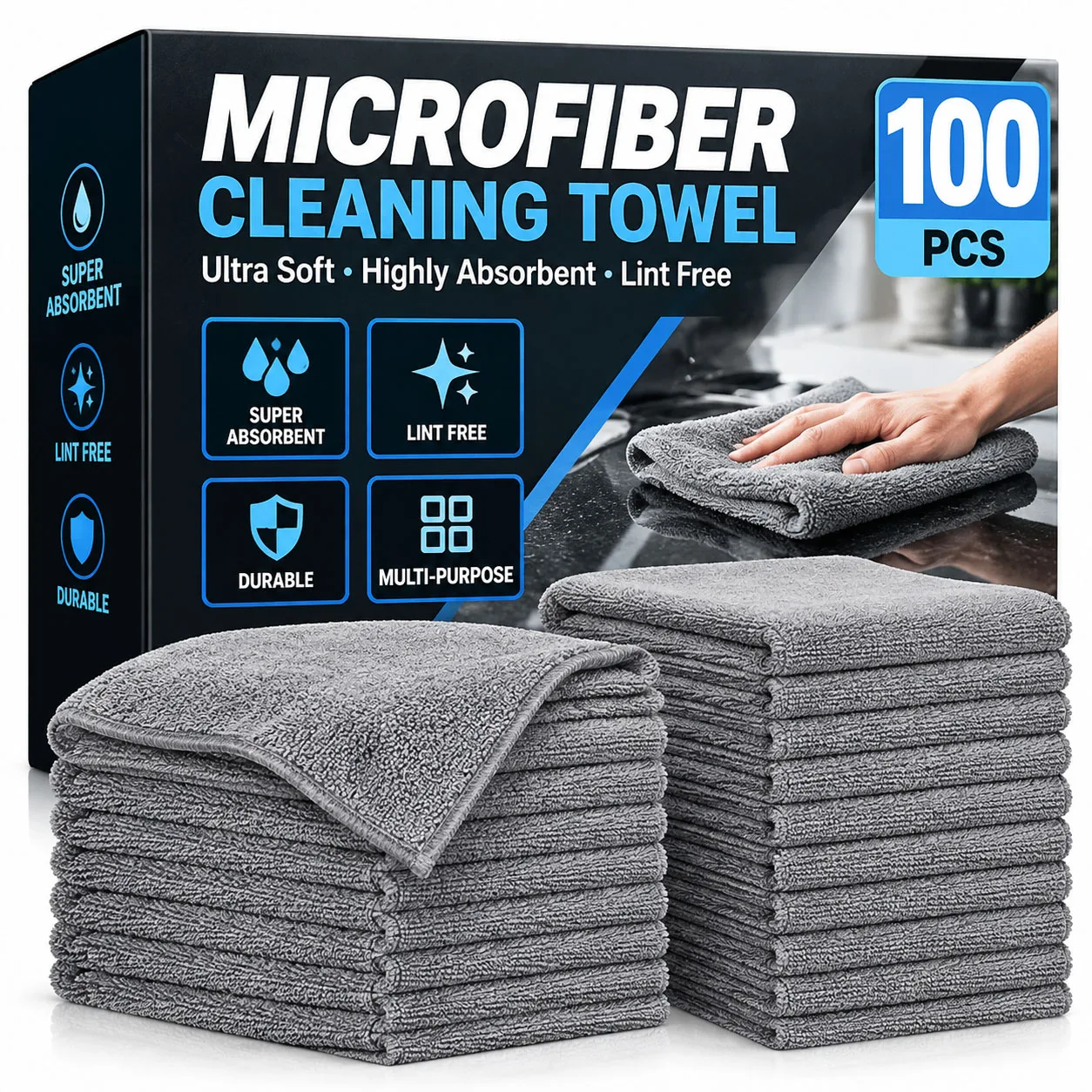 Thicken Microfiber Cleaning Cloths Lint Free Microfiber Cleaning Towel Cloths Reusable Cleaning Towels Absorbent for Car Window