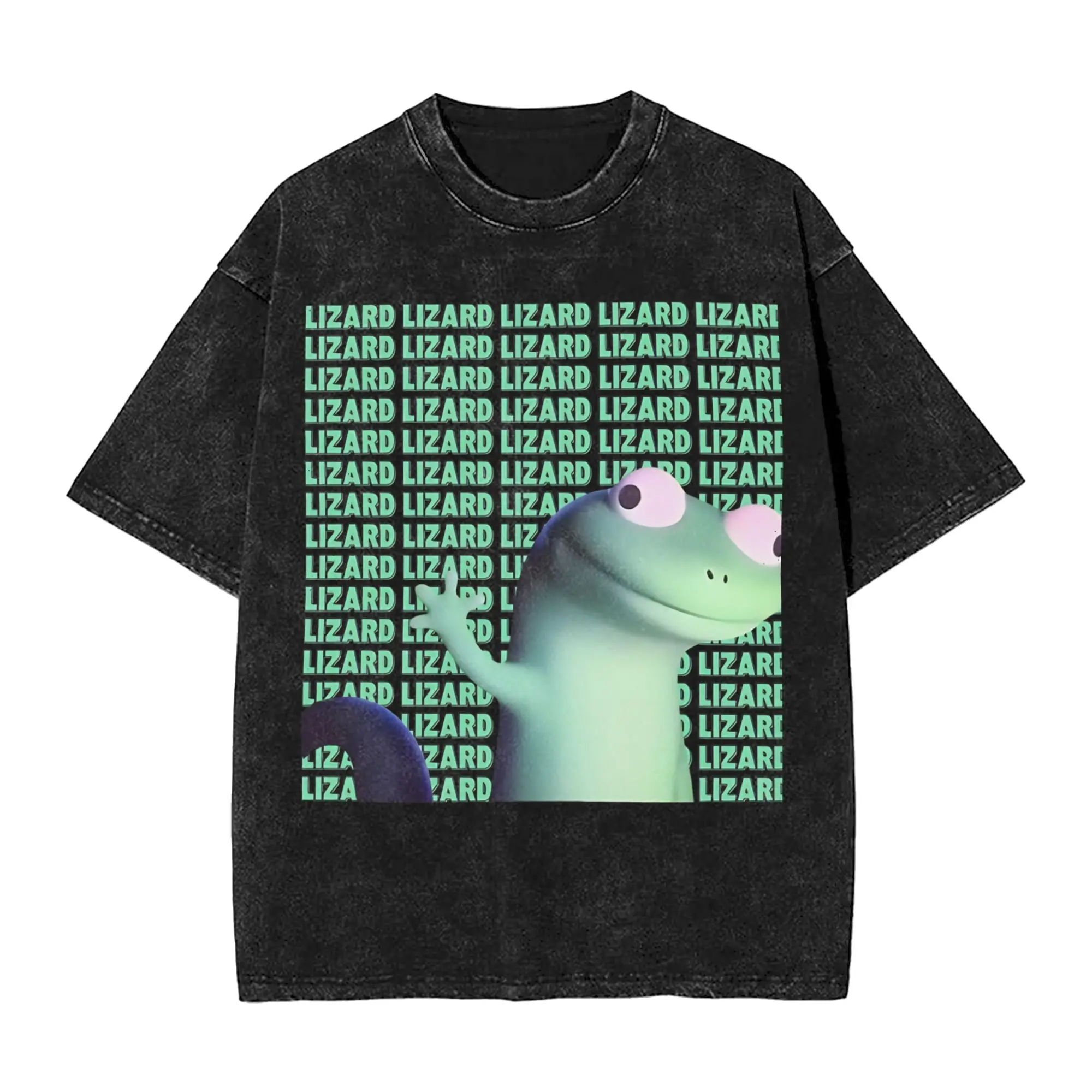 Hoppers TOM Lizard Meme Animals Vintage Washed T-Shirts Men Women  Funny Cotton Tee Shirt Round Neck Short Sleeve T Shirts