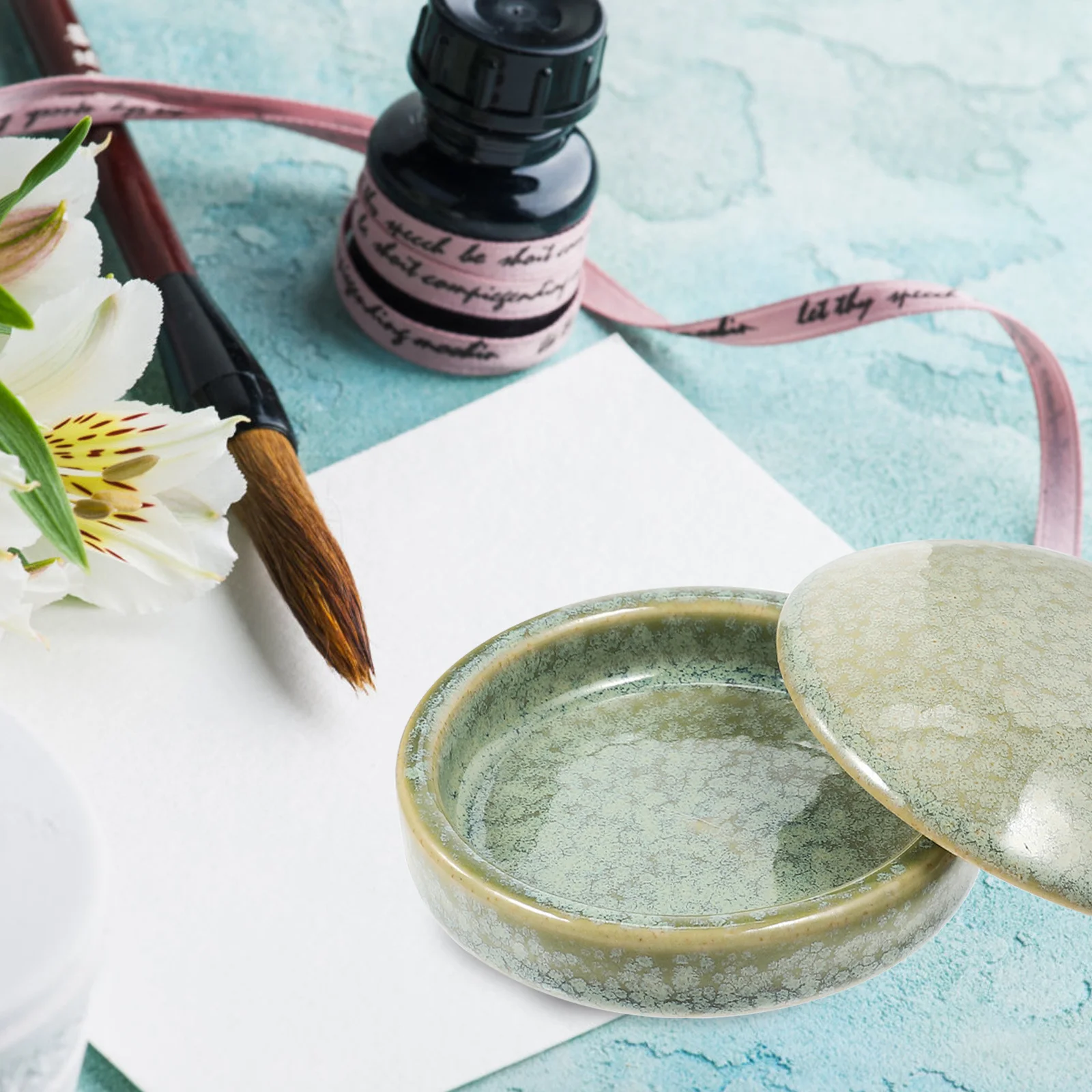 

1Set Artist Paint Palettes Premium Ceramic Pigment Trays Easy to Clean Portable for Travel Painting Watercolor Mixers