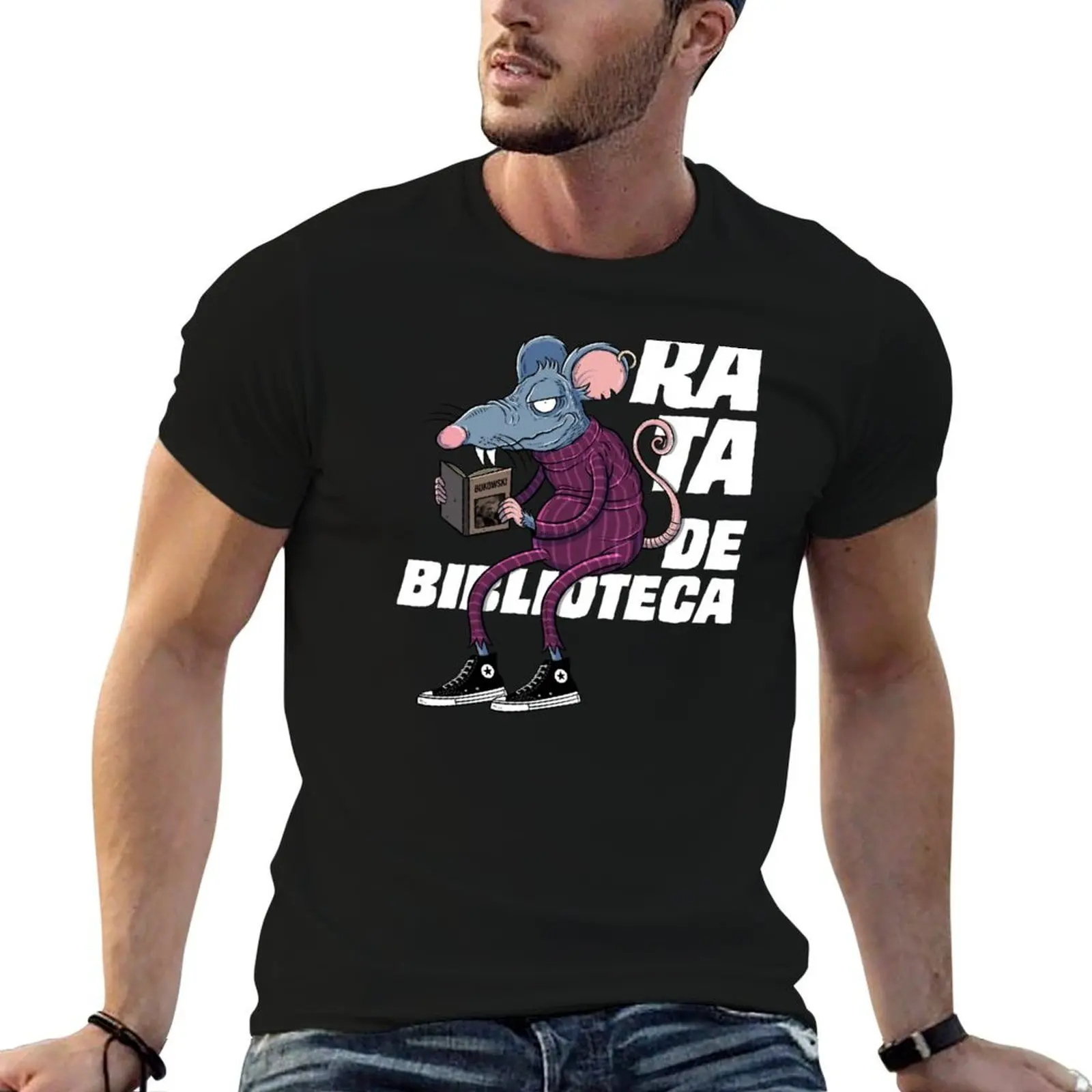 It's Just a twisted rat that loves Bukowski T-Shirt Large Size Short Sleeve T-Shirt
