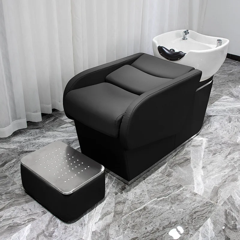 

Comfort Ergonomics Shampoo Chair Massage Barber Hair Shower Shampoo Chair Sink PU Leather Furniture Мойка Волос MHXFY