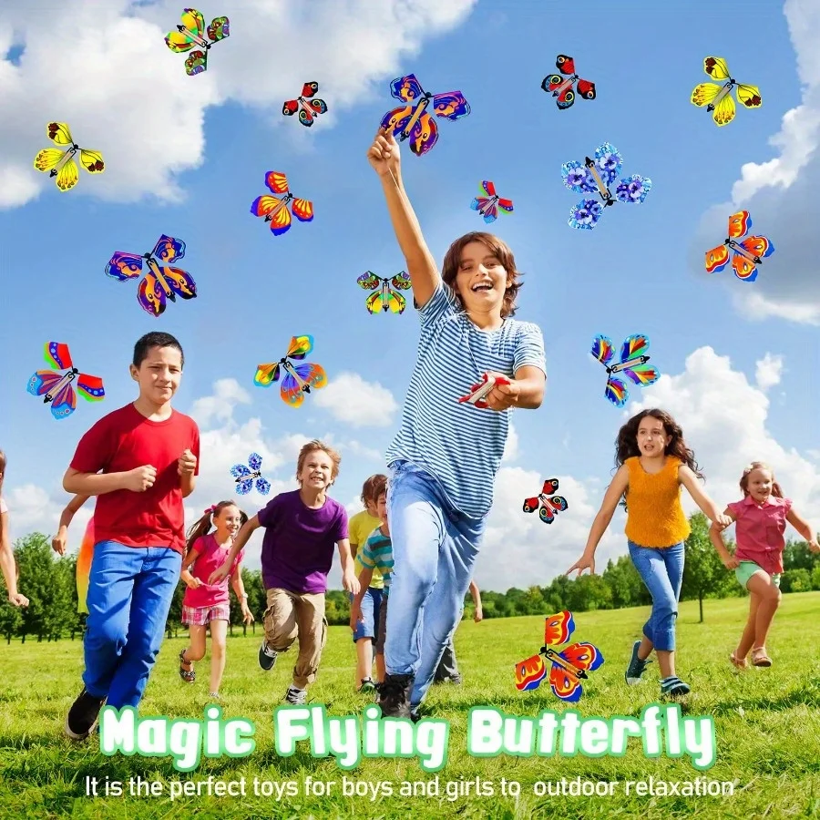 Whimsical Wind-up Flying Butterfly Bookmark Toy - Rubber Band Powered, Magic Prop, Surprise Gift for Wedding, Birthday, Party