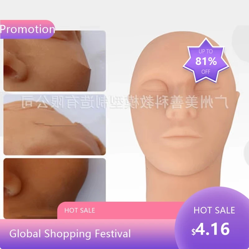 1831 0981 قالب رأس برنامج المحاكاة دعائم التدريب على تشكيل صغير من السيليكون خياطة حقن رأس عارضة أزياء 93