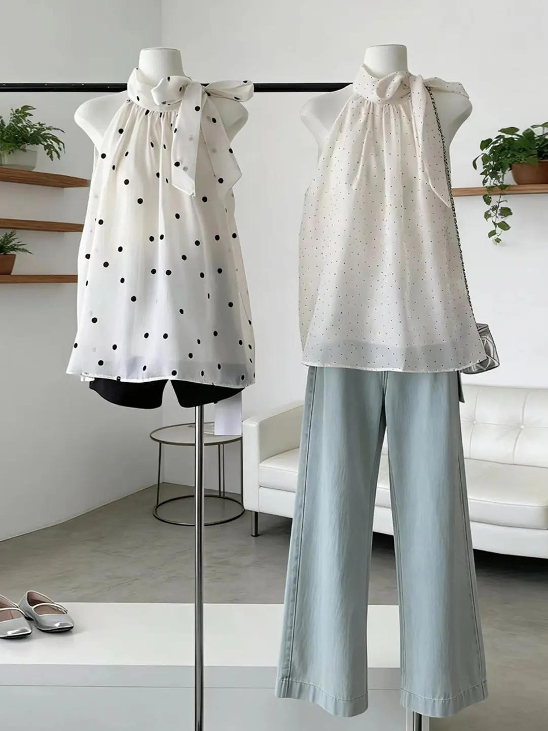 

Elegant Polka Dot Sleeveless Vest Women's Fashion Gentle Style Design Summer New Arrival Top Korean Version Loose Fit Polyest...