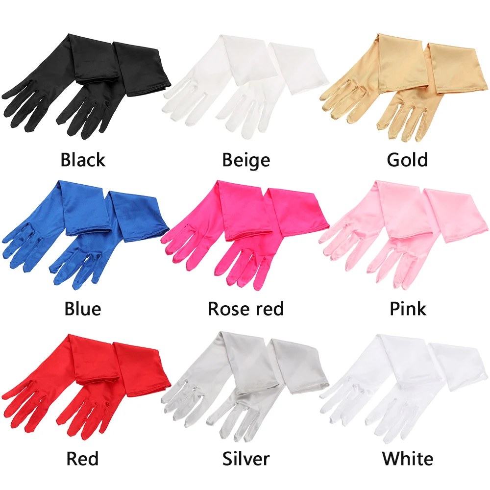 Elegant Satin Gloves For Women Long Finger Elbow Protection Gloves Mittens Women Suit Solid Color Party Female Gloves 1 Pairs