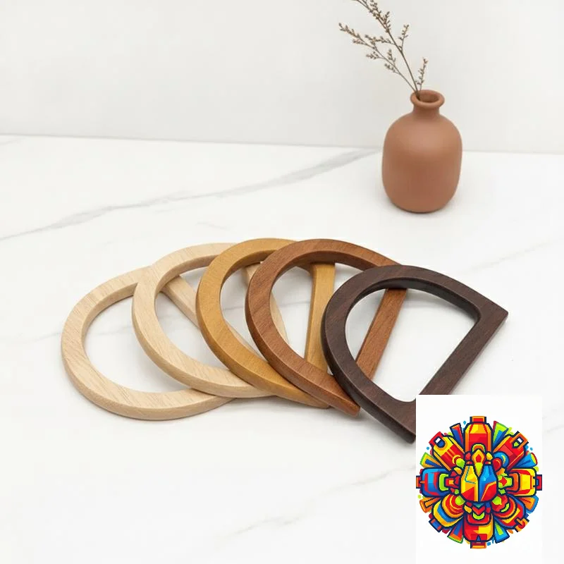 Non-Slip Natural Wood D-Shaped Bag Handle Half Circle 1Pcs Replacement for Crochet Bag Perfect for DIY Craft Lovers