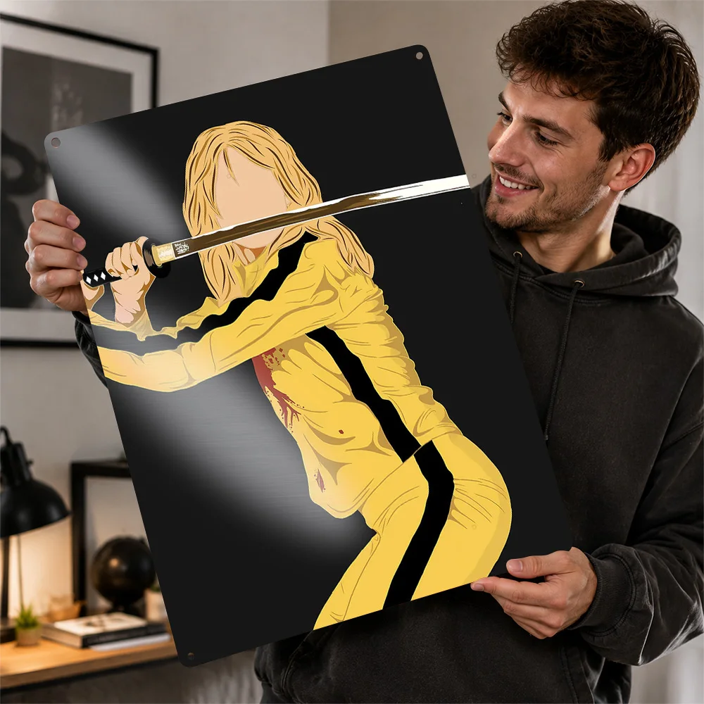 Kill Bill: The Bride With Sword Metal Poster Perfect Gift for Fans Lovers Personalized Wall Art Metal Sign for Bar Accessories