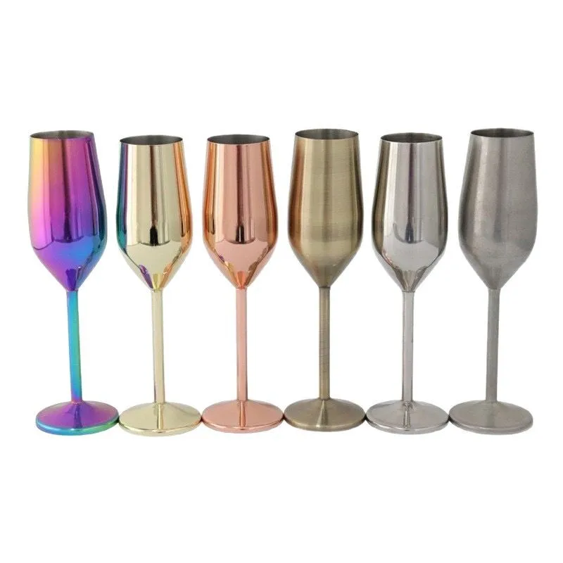 

200ml 304 Stainless Steel Goblet Beer Cup Juice Drink Goblet Shatterproof Party Barware Large-Capacity Goblet Bar Metal Mug