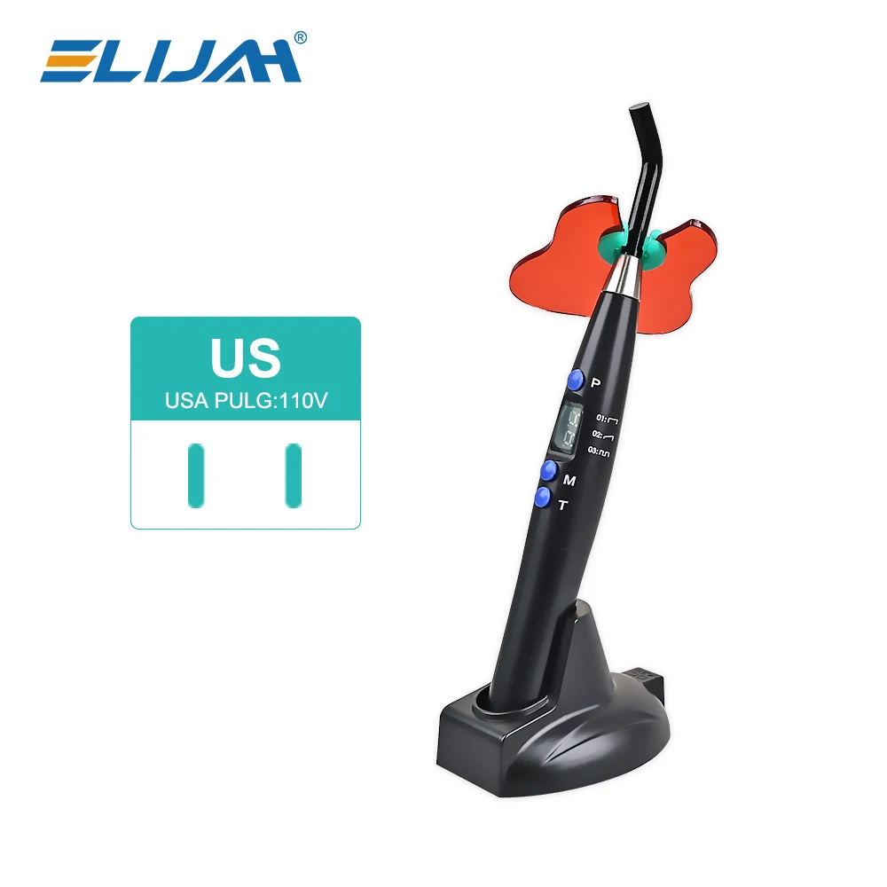 ELIJAH Dental Draadloos uithardingslicht Hars Stolling 5W≥1200mw/c ㎡   440-480 nm golflength-uithardingsmachine met LED-scherm