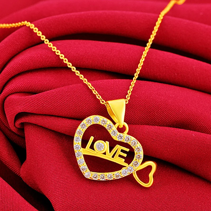 

Fashion & Eye-Catching Micro Paved Heart Clavicle Necklace For Women 24K Gold AU999 | Gold & diamond shine, fairy look