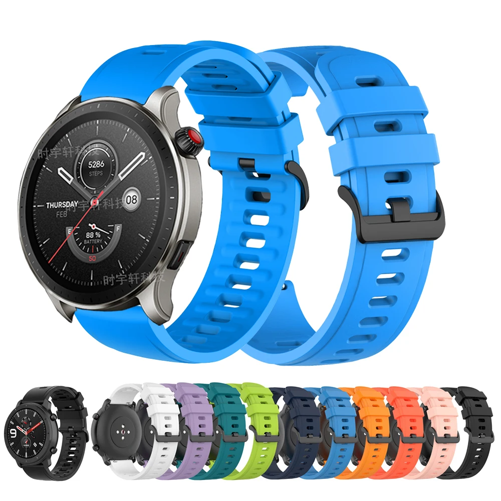 20mm 22mm Watch band For Amazfit GTR 4/3 Pro/2/2E/47mm/42mm/stratos 3 2 Silicone Bracelet correa Amazfit GTS 3 2E 4 2 Mini strap