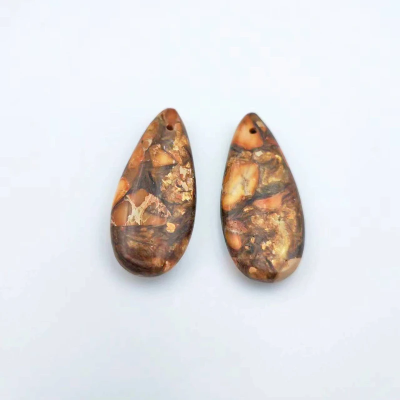 2Pcs/Set New Natural Emperor Stone Beads 15 * 35mm Droplet Shaped Pendant  DIY Women's Earrings Jewelry Accessories Wholesale