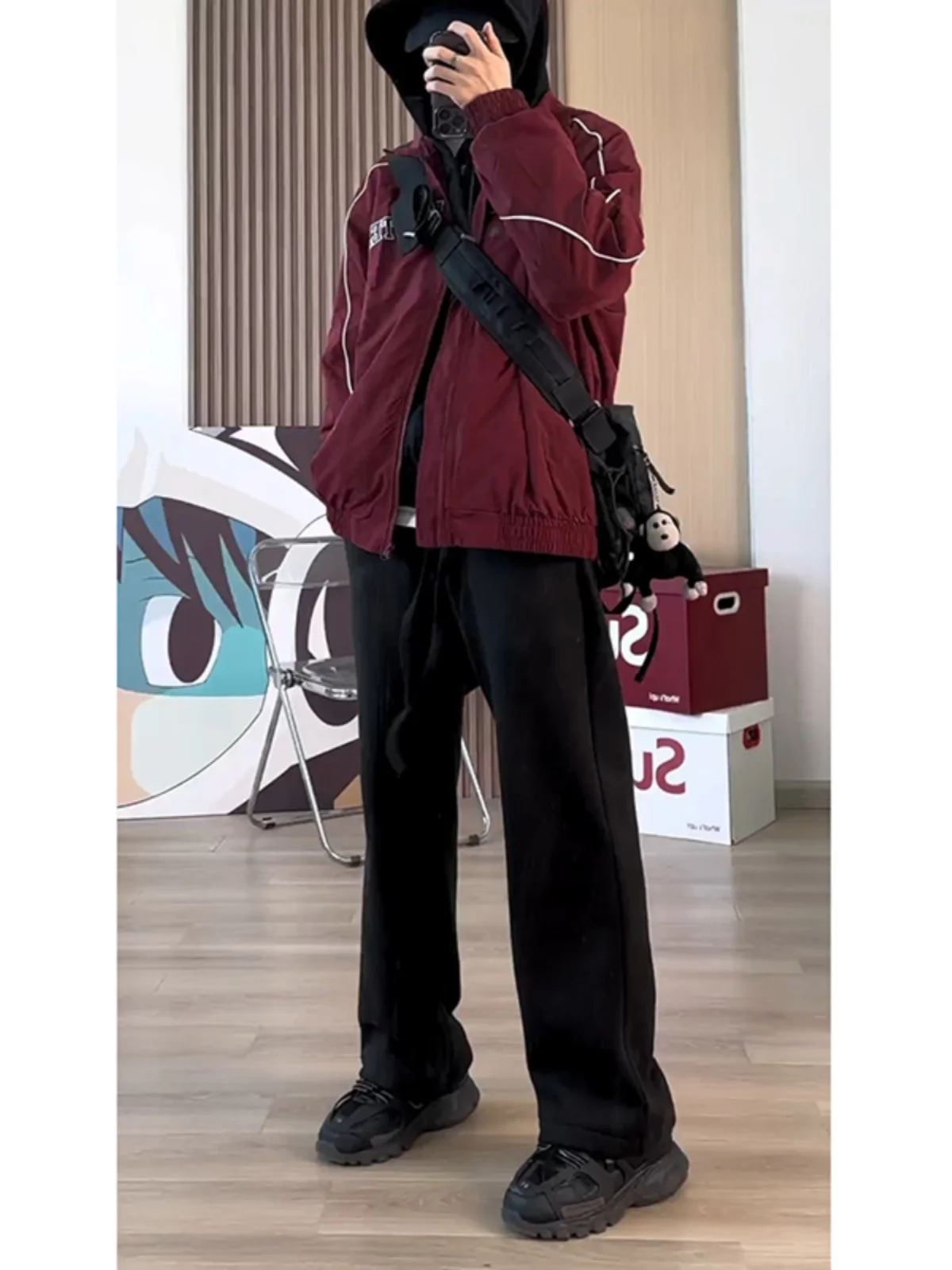 

Bla Double-Sided German Velvet Men's Straight Leg Casual Pants Loose Fit Winter Thi CleanFit Lazy Pants Street Sle