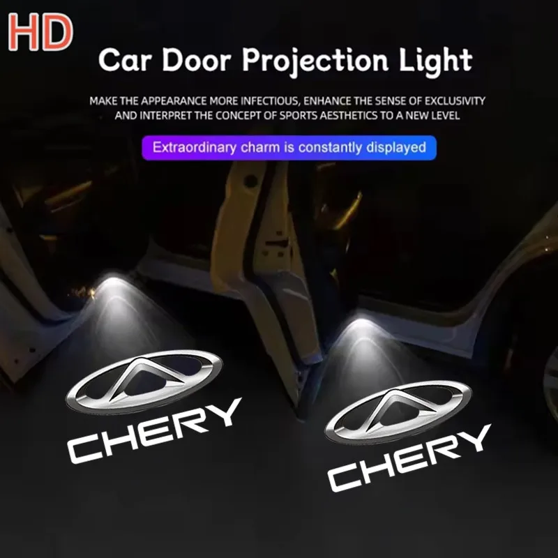 2pcs LED Logo Lamp Car Door Welcome Projector Light Courtesy For Chery Badge 2014 2015 2016 2017 TIGGO 3 4 5 7 Pro 8 QQ Car Led