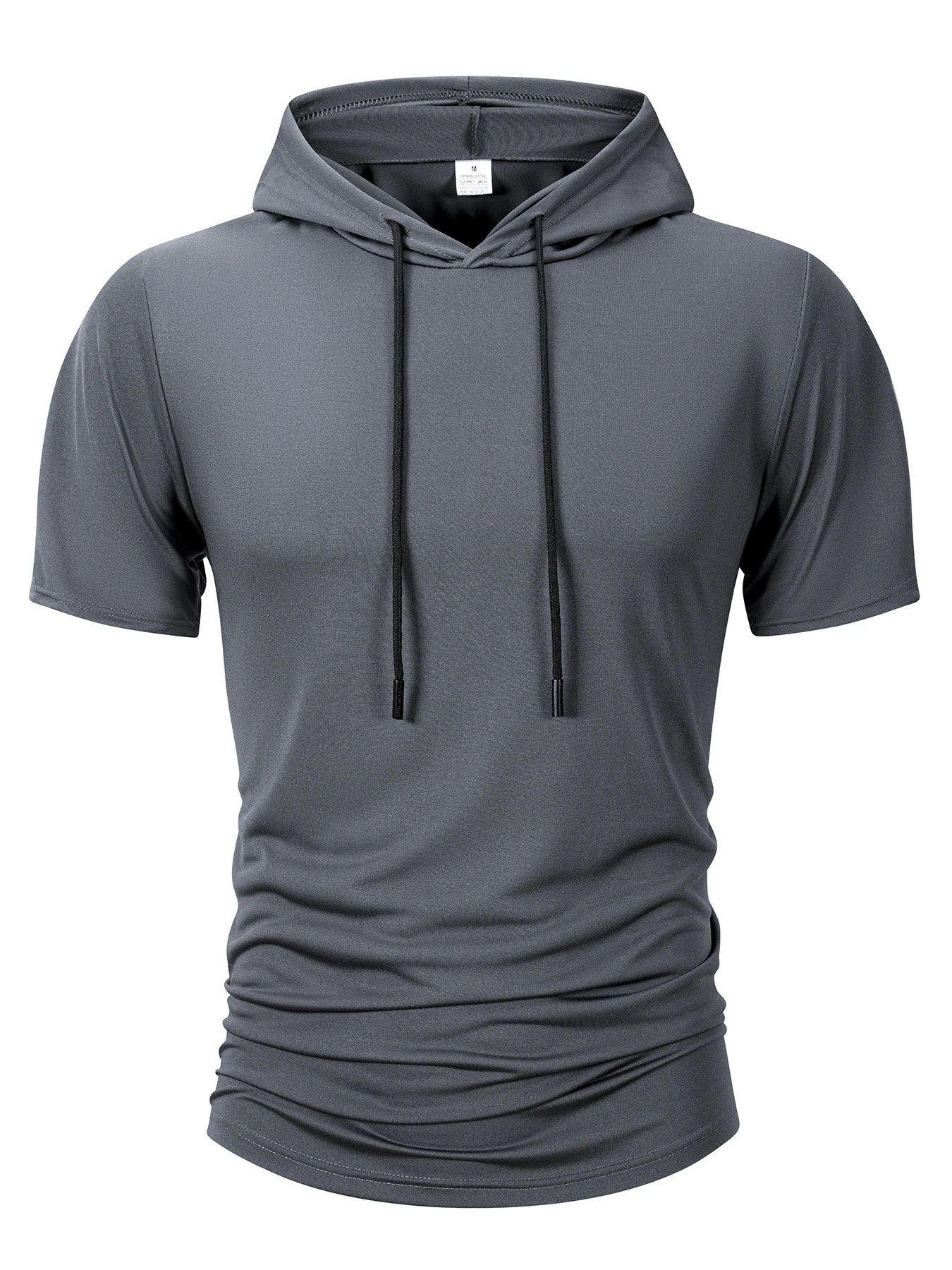 Zomer heren sweatwear met capuchon, casual los T-shirt met korte mouwen, effen kleur, lichtgewicht hoodie, fitness, ademende tops