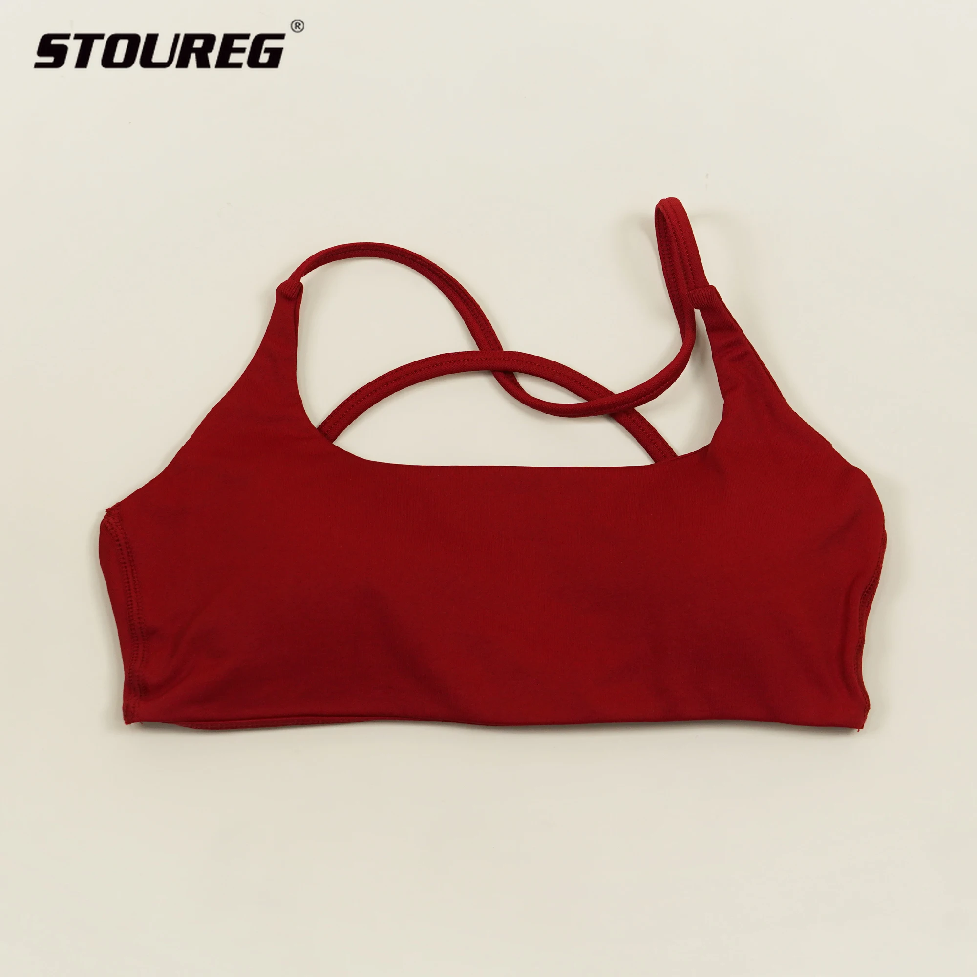 

STOUREG Twist Back Yoga Bras for Women Push Up Sports Crop Tops with Pads Dynamic Gym Bras Thin Straps Fitness Halters Quick Dry