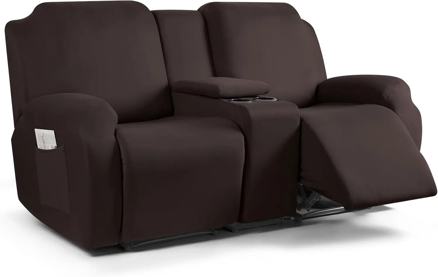 

Reclining Loveseat with Middle Console Slipcover, 4 Piece Polyester Fabric Stretch Loveseat Reclining Sofa Covers (Coffe