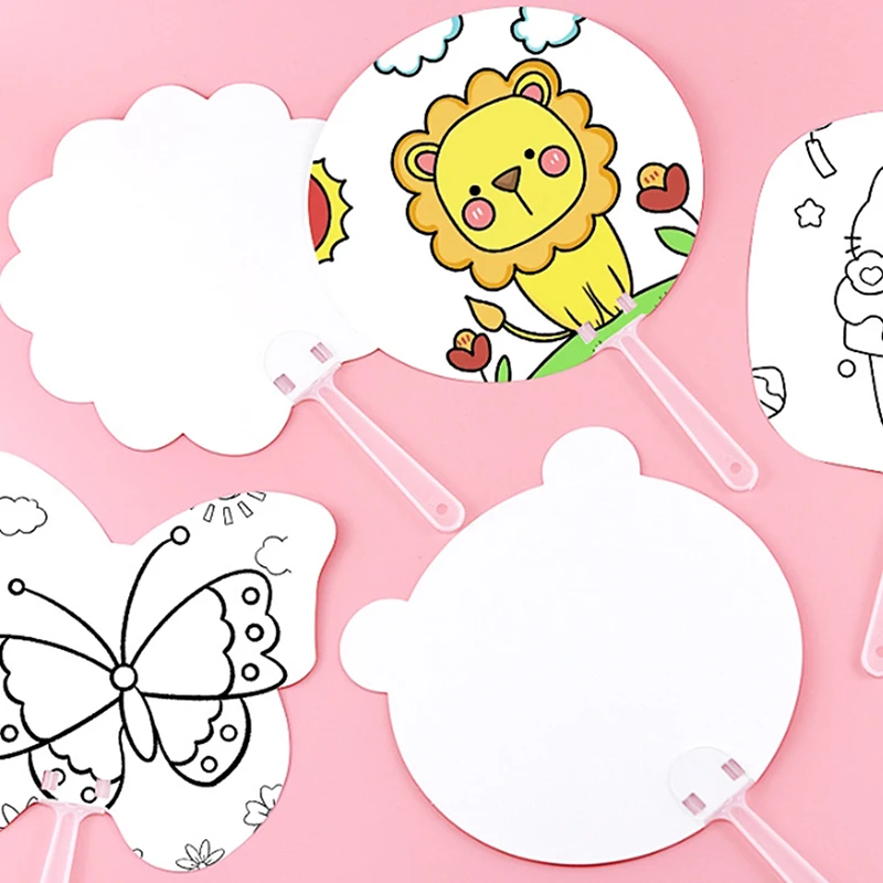 10Pcs Round Hand Fan Blank DIY Chinese Hand Fan Stage Performance Hand Fan Wall Decoration For DIY Craft Make Hand Graffiti Fan
