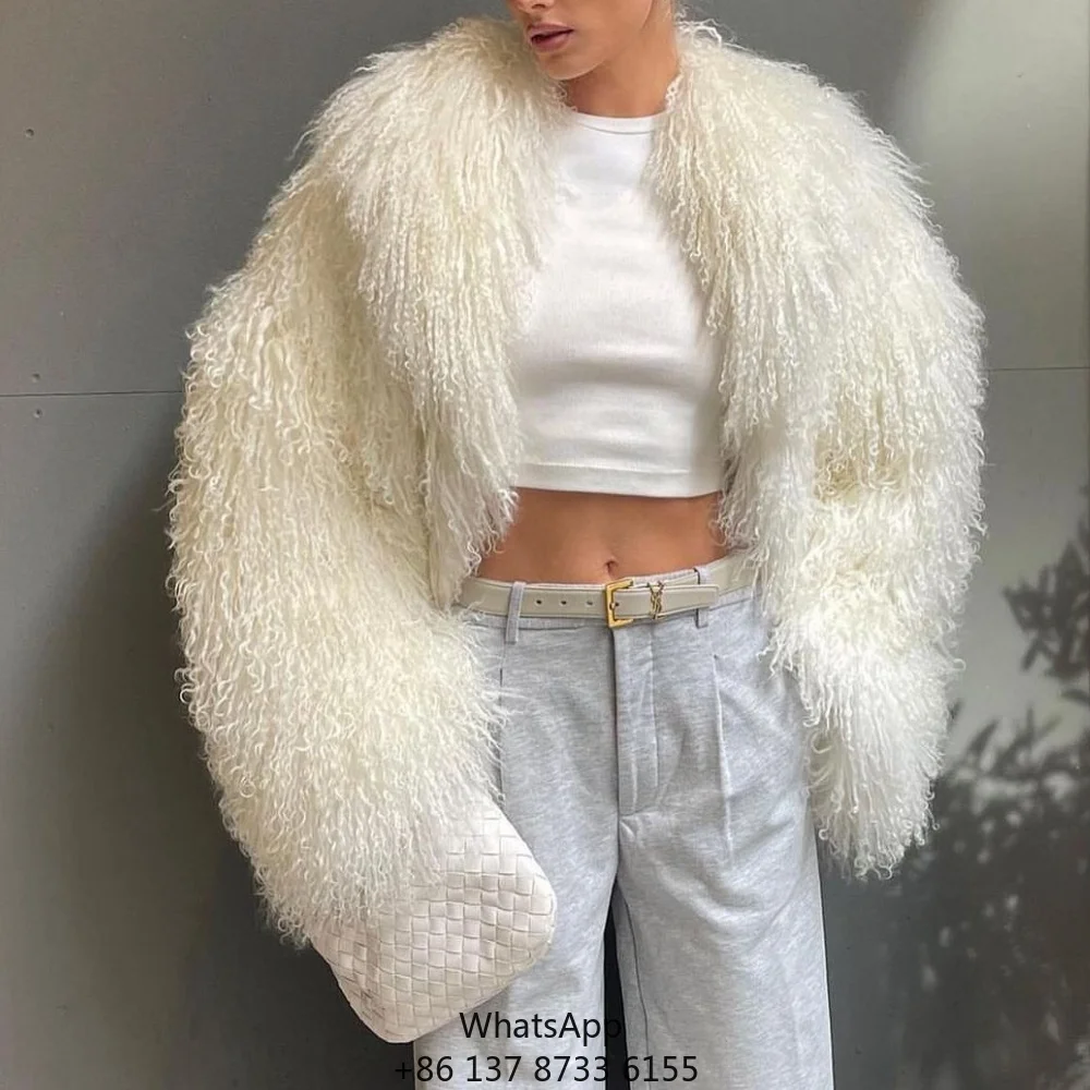 

Sheep Fur Jacket Long Women Natural Fur Cloth Real Lamb Fur Jackets Long Lady