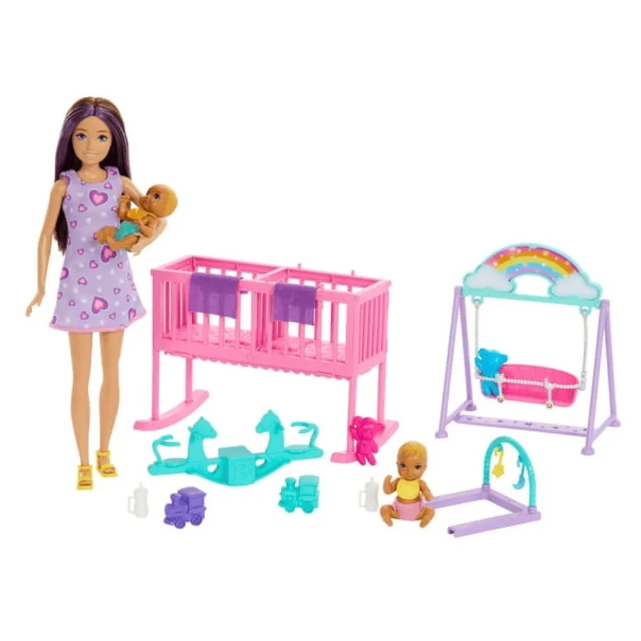 

Skipper Babysitter Doll with Twin Nursery Playset with Crib Swing SeeSaw Accessories