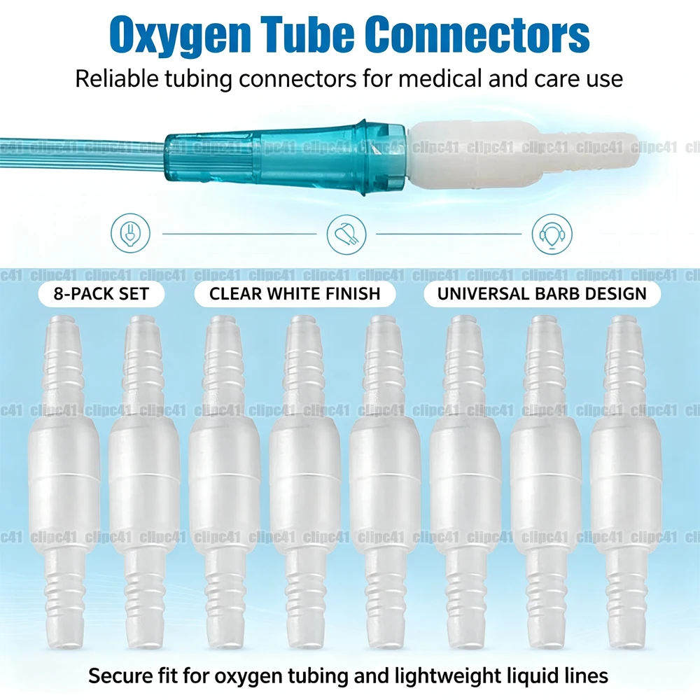 8Pcs/Set Disposable Nasal Tube Connector Tubing Swivel Portable Hose Cannula Fitting Comfort Oxygen Tubing Swivel Connector