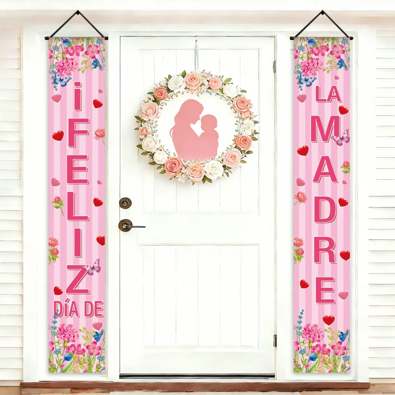 VIKAMA Spanisches „Happy Mother's Day“-Schild für die Veranda, Partybanner, Familienfeier, Hängedekoration für Innen- und Außenbereiche