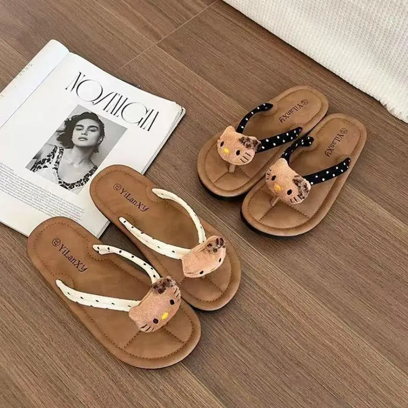 

Sanrio Kawaii Flip-Flops Cartoon Hello Kitty Summer Children Sandal Kids Girl Slippers Outdoor Seaside Beach Shoes Fashion Gift