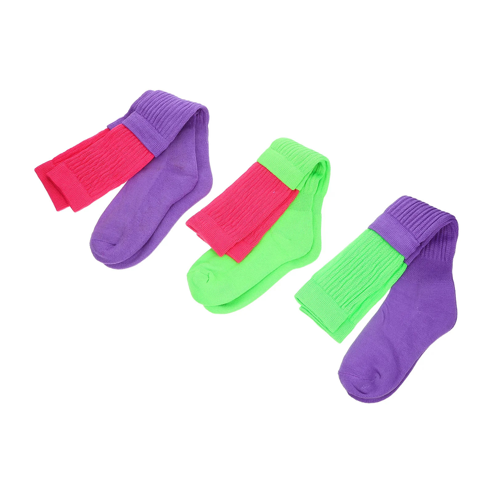 

3Pairs Cute Socks Mid Length Stylish Decorative Colors Unisex Wear Resistant Breathable Socks for Use