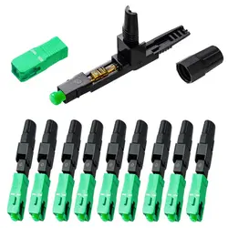 50 Pcs SC Fiber Optical Fast Cold Connector, Single Mode Quick Assembly Adapter Plug for FTTH,CATV etc, (SC-APC)