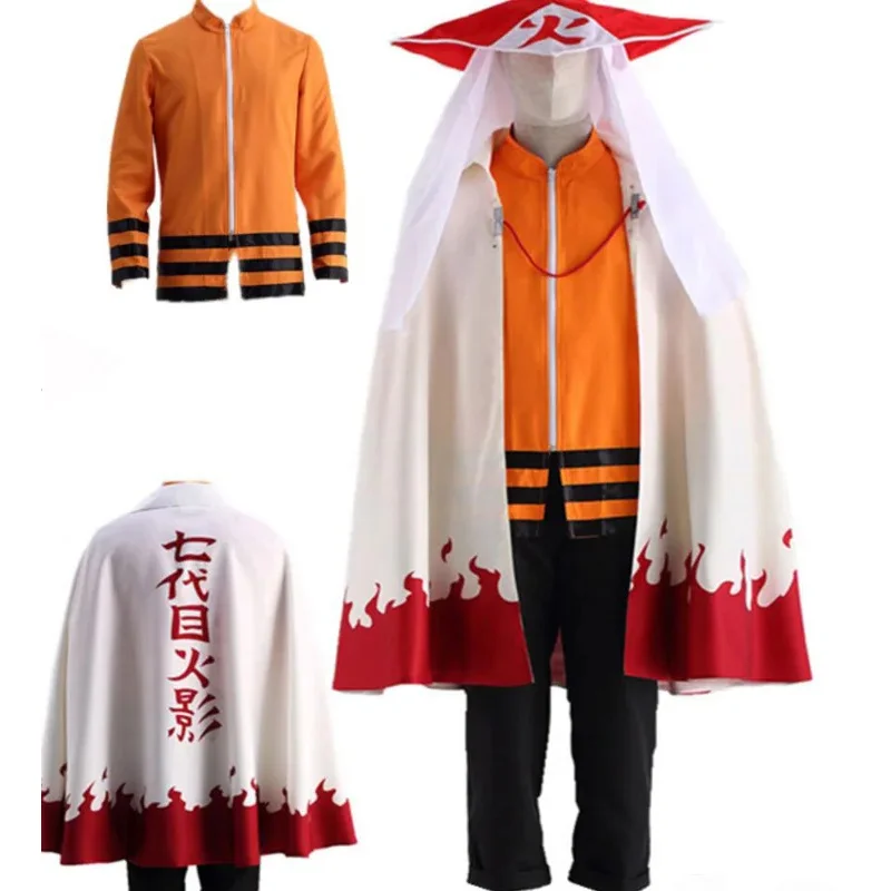 Anime cosplay Seventh Hokage Cosplay Full Set Costume Halloween With Hat Uniform Cloak Suit Outfit Custom