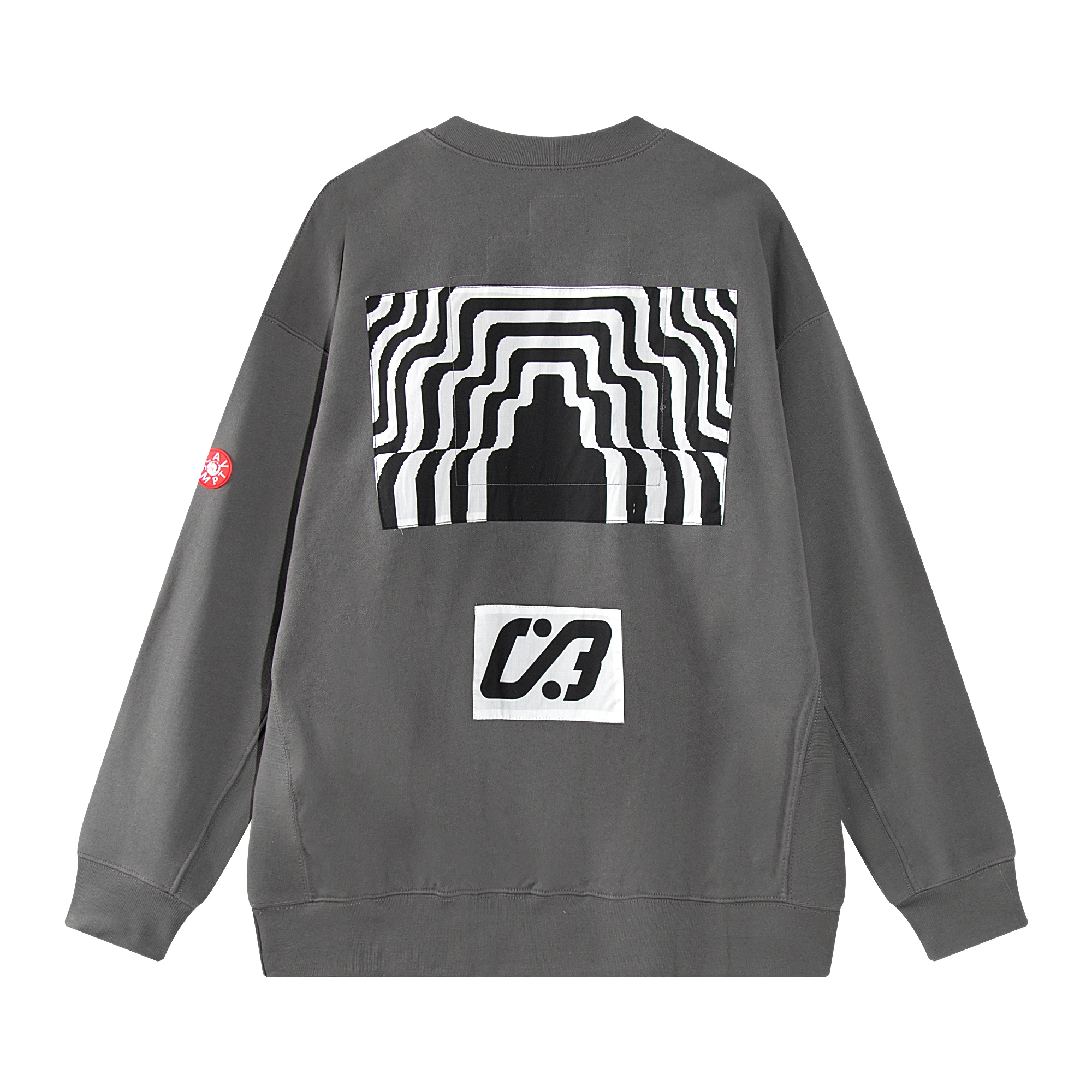 2024 CE Brand Fashion Fiction Comic Face Print Sticker Wax Gray High-Street Cotton Round Neck Sweater Sweatshirt