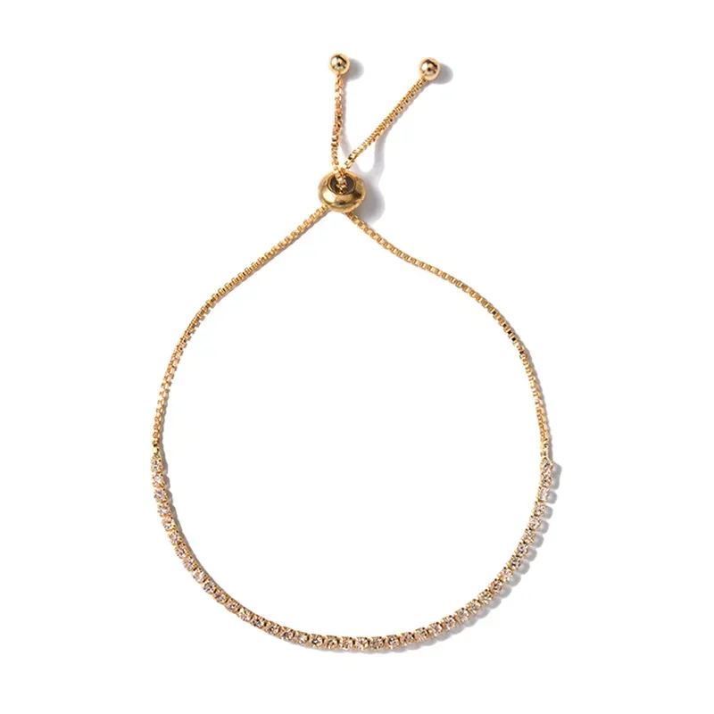 Fashion Charm Tennis Bracelet for Women Crystal Zircon Jewelry Adjustable Gold Color Silver Color Box Chain Bracelets Gift