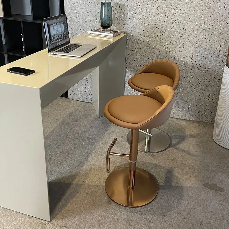 Modern Simple Bar Chair Light Luxury Home Stool Stainless Steel Bar Chair High Foot Rotating Stool