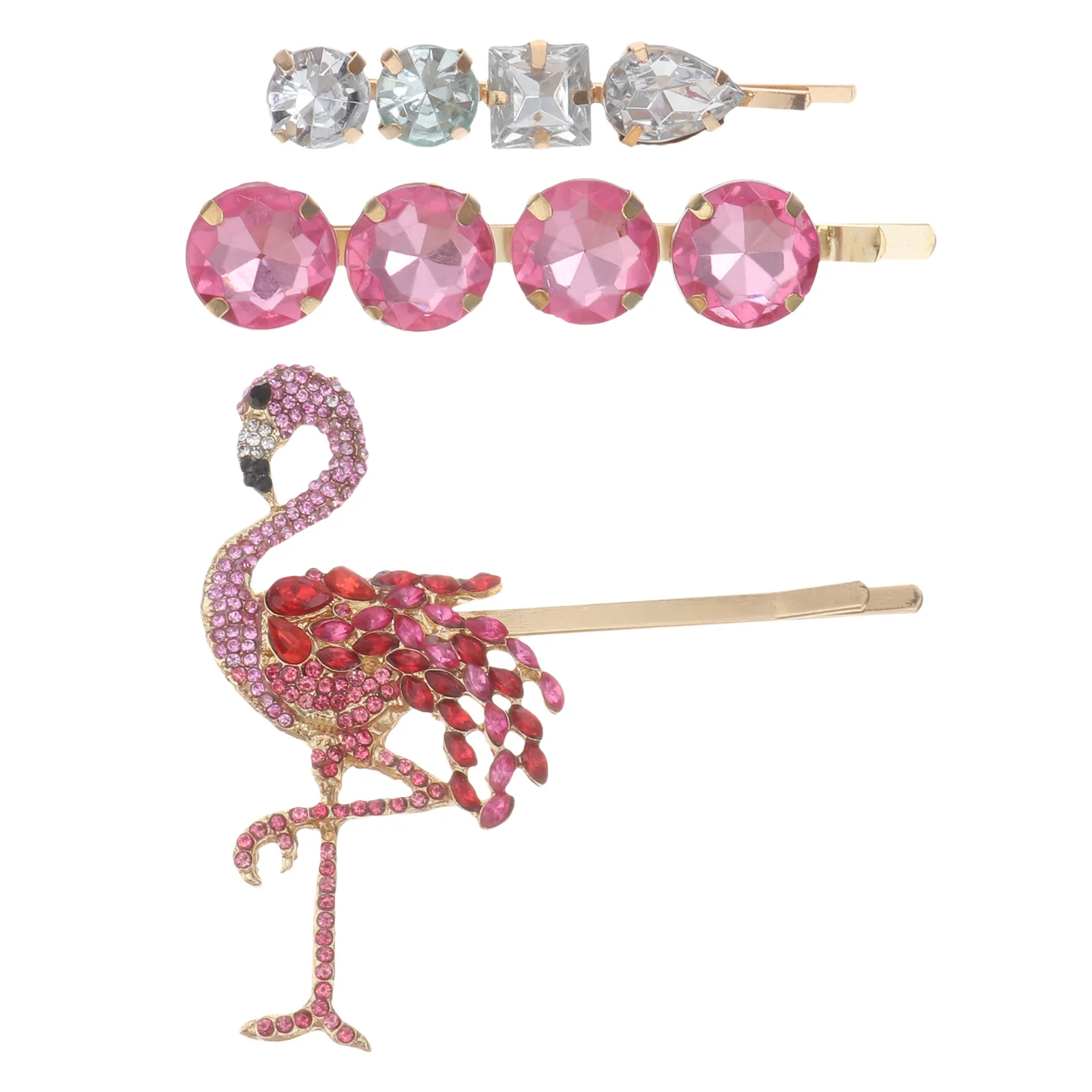

3 Pcs Rhinestone Hair Clips Unique Colored Diamond Barrettes for Ladies Girls Party Daily Life Bang Clip Decorations Stylish