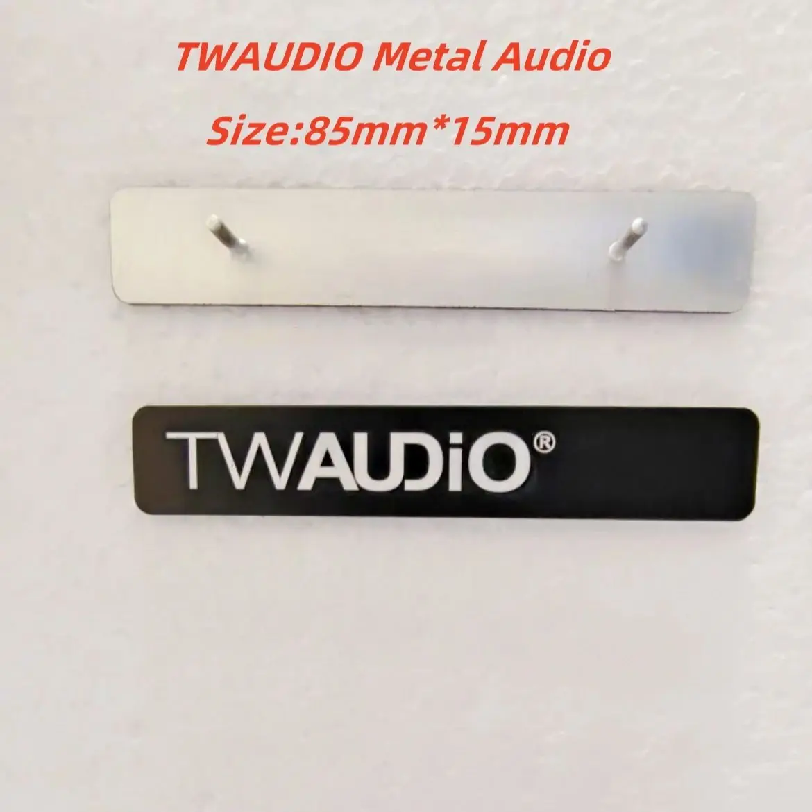 

4pcs 10pcs 20pcs 24pcs 85mm*15mm 3D Metal High-Quality TWAUDIO 2Pins Emblem Logo Speaker Styling Badge Logo Styling Accessories