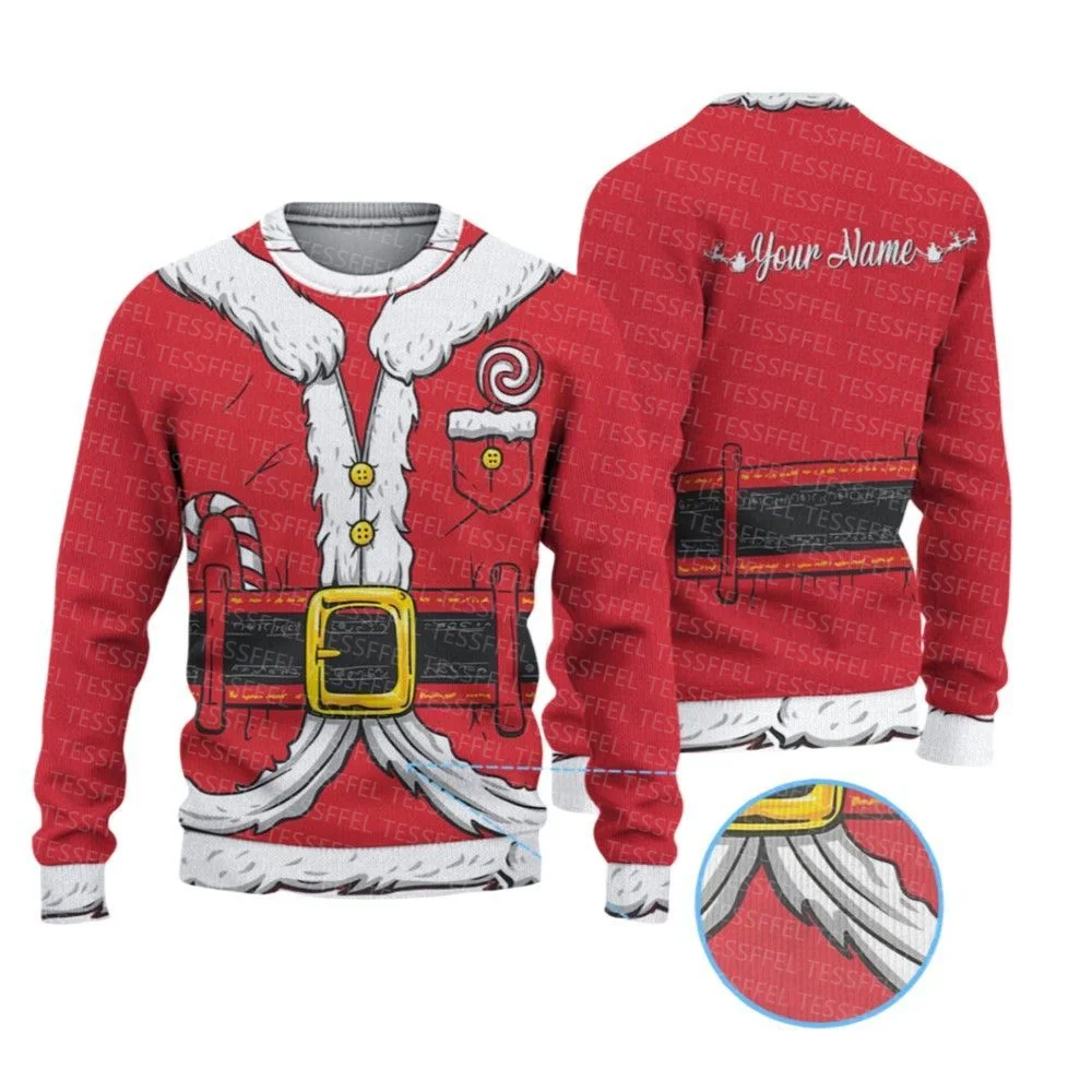 Cosplay Natale Babbo Natale maglione brutto lavorato a maglia Gesù Anime Vintage Graffiti maniche lunghe 3DPrint Pullover invernale Harajuku A6