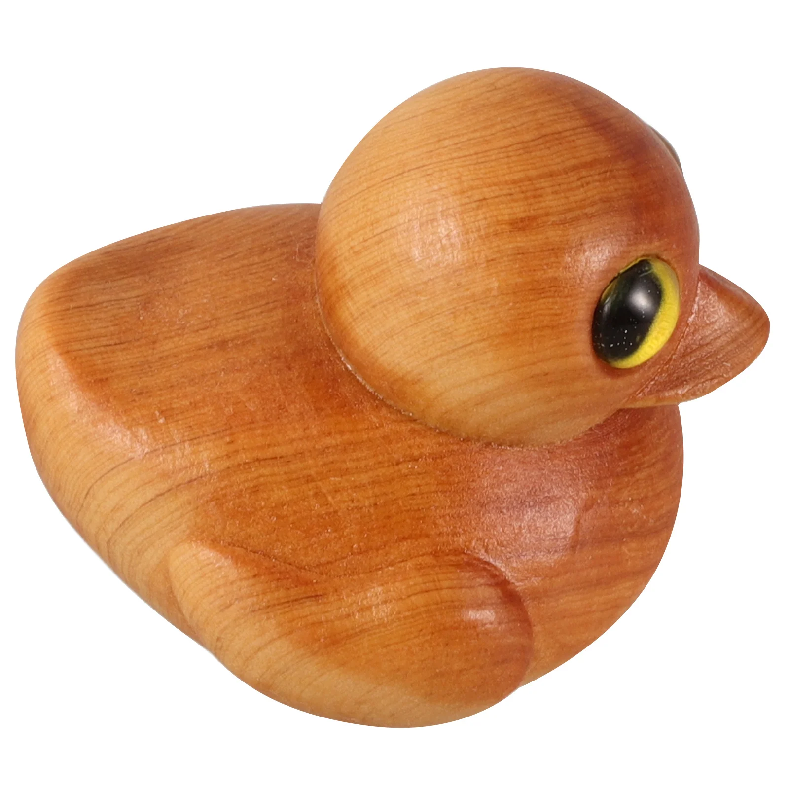 

Wooden Duck Hand-Carved Yellow Cypress Wood Statue Home Office Desk Centerpiece Decorative Lifelike Animal Sculpture