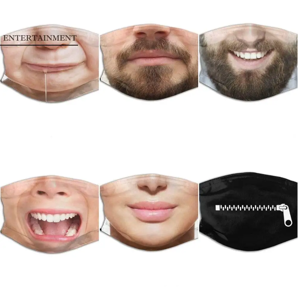 

Facial Expression 3D Three-dimensional Mask Breathable Personality Funny Printed Mask Cotton Imitation Party Cosplay Mask Unisex