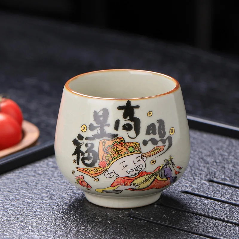 

Чайная чашка Lucky Star Shining Ru Kiln, керамическая чашка Master, одинарная чашка для дегустации чая, керамический чайный сервиз Gongfu, чайная чаша, с принтом