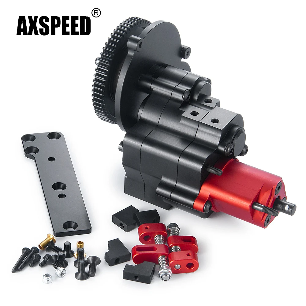 AXSPEED Metal 2 prędkość transmisji skrzynia biegów przekładnia odcinająca z przekładnia silnika dla Axial SCX10 1/10 RC Car Truck części zamienne