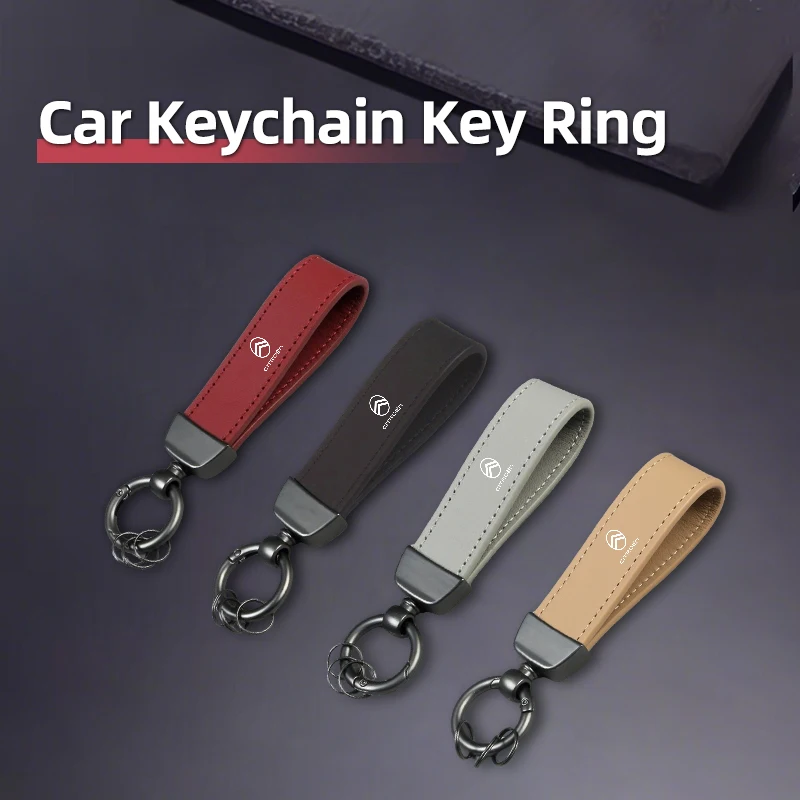 

Car Logo KeyChain Leather Key Rings Auto Accessories For Citroen C4 C3 C5 C1 C2 Celysee Berlingo Cactus Picasso Aircross Saxo Gr