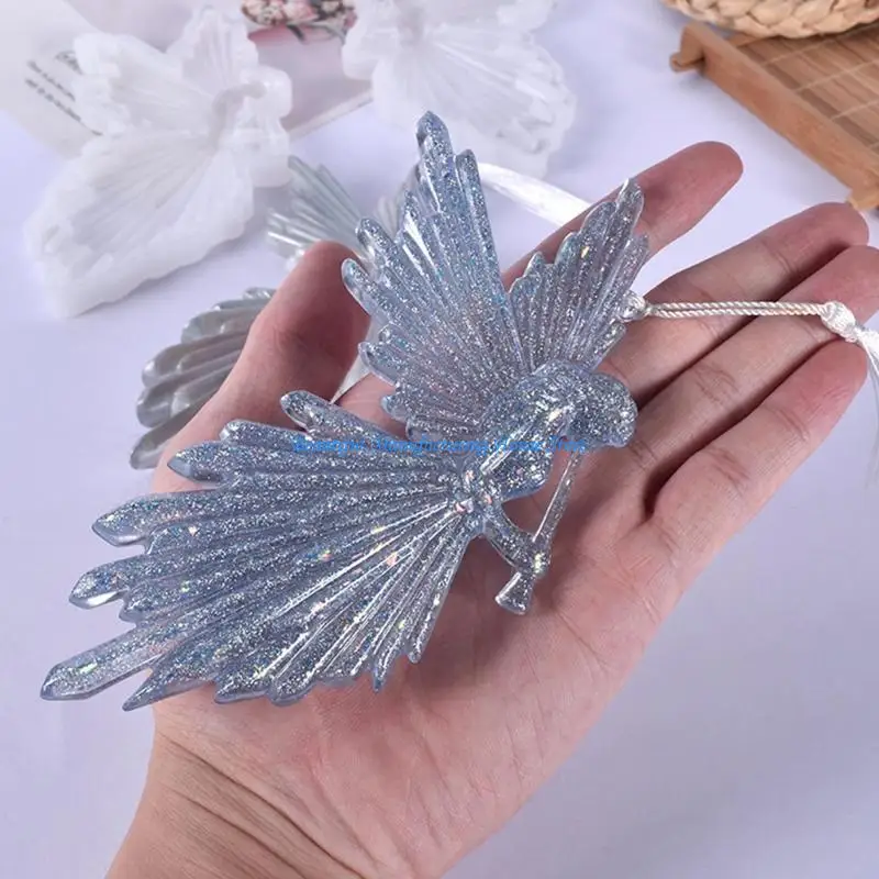 E56A Girl Playing the Flute Angel Girl Shiny Mirror Silicone Mould DIY Craft Jewerly