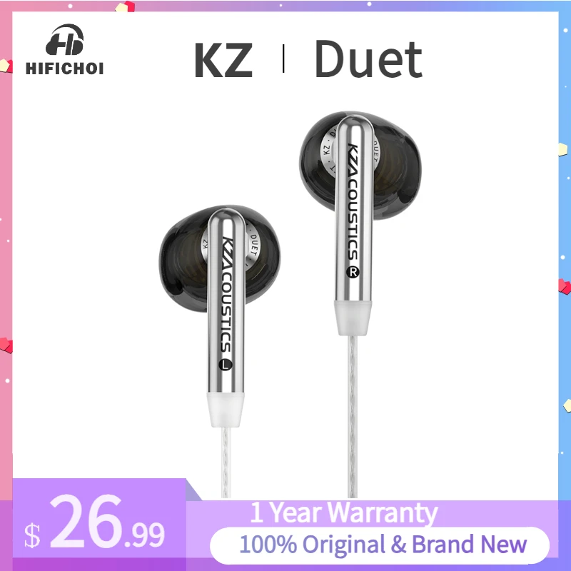 KZ Duet In Ear Wired Earbuds Quad Core Dual Dynamic Drivers Earphones  for Music Gaming HiFi Sound Quality Stereo Headset