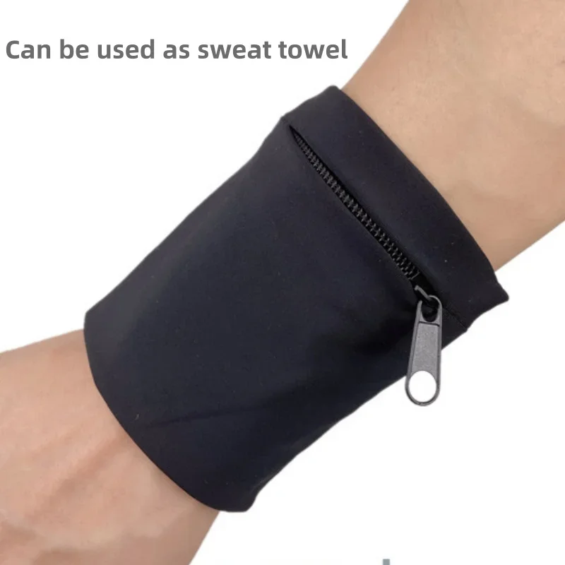 Bolsa ligera para el brazo de ciclismo, muñequera con cremallera, para correr, para teléfono, tarjeta, banda para el sudor, gimnasio, Fitness, deportes