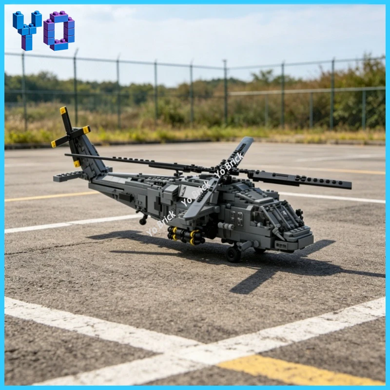 

ArmedTransport Helicopter Building Block Set, Black Hawk Style Aircraft Model, Small Particle Assembly Decoration, Gift for Boys
