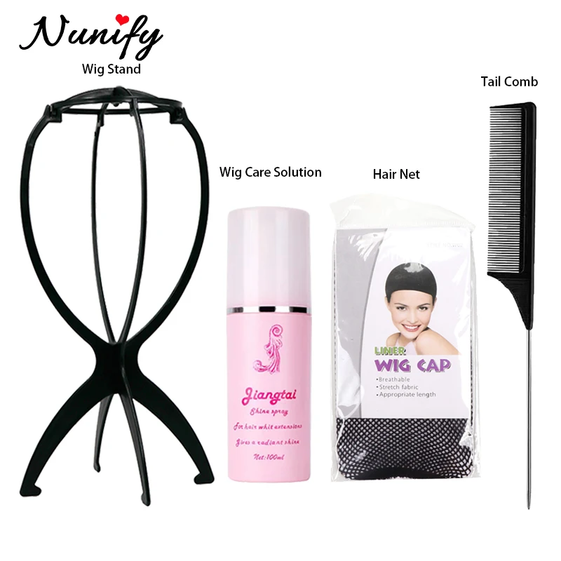 

Nunify 4Pcs/Set Barber Tools Liquid Spray Pointy Tail Comb Wig Caps For Making Wigs Hairnet Plastic Wig Stand Black Hair Care