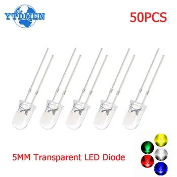 50 peças 100 peças diodo led transparente 5mm super brilhante branco laranja vermelho amarelo azul verde luz lâmpadas led kit de diodos emissores