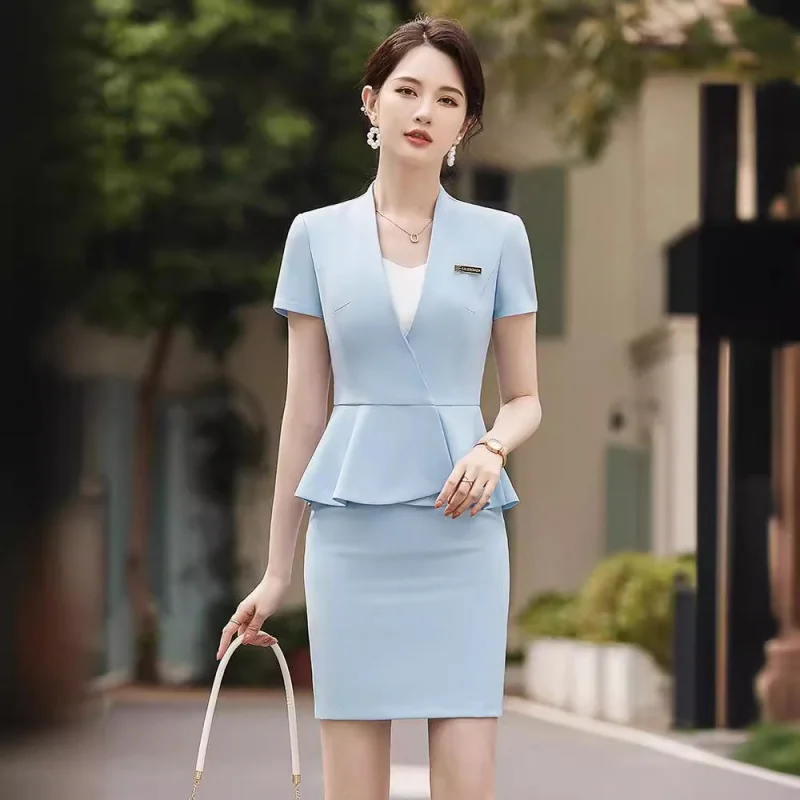 

Summer Business Suit Women's Formal Wear Graceful and Fashionable Senior Sentong Hotel Front Desk Jewelry Shop Workwear