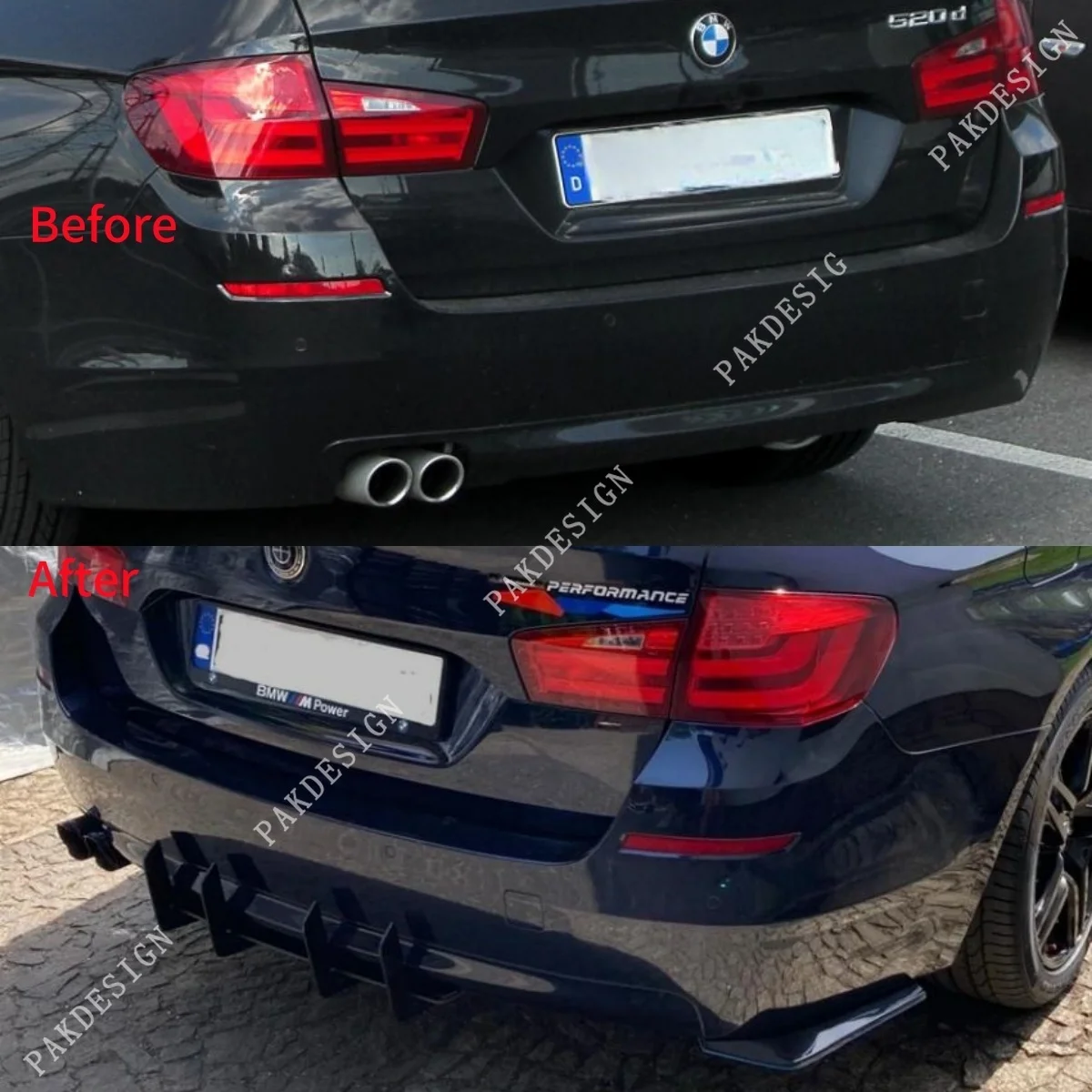 MP Style for BMW 1 Series F10 F11 2010-2017 Car Rear Bumper Lip Spoiler Diffuser Splitter Back Fins Fender Canards Trims Tuning